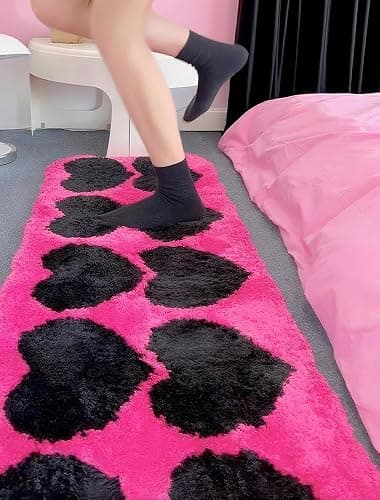 Pecfamly Cool Hot Pink and Black Trashy Y2K Rug Carpet for Bedroom (Size: 15.7“x47”), 2000S Mcbling Baddie Trashy Y2K Scene Room Bedroom Decor Aesthetic for Teen Girls thumbnail 7