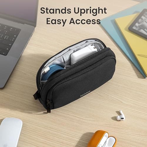 tomtoc Electronic Organizer Travel Case, Water Resistant Dual Compartment Tech Pouch Cable Organization Storage Bag for Charger, Cord, Phone, Hard Drive, Power Bank, Accessories Travel Essentials thumbnail 3