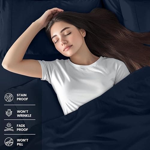 Utopia Bedding Queen Sheet Set – 4 Piece Bed Sheets for Queen Size Bed, Soft and Breathable Microfiber, Includes 1 Fitted Sheet, 1 Flat Sheet and 2 Pillowcases (Navy Blue) thumbnail 4