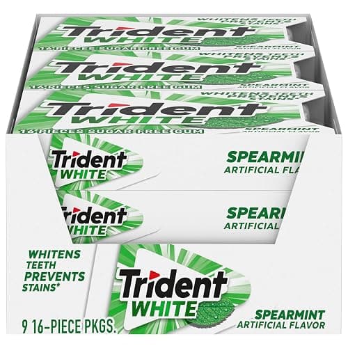 Trident White Spearmint Sugar-Free Chewing Gum, 9 Pack of 16 Pieces (144 Total Pieces) - Image 1