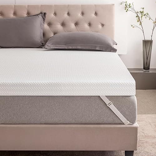 AMICLIBER 3 Inch Queen Gel Memory Foam Mattress Topper, Cooling Bed Topper with Removable Cover, Soft & Pain Relief & Breathable, CertiPUR-US & Oeko-Tex Certified - Queen - 3 Inch With Cover