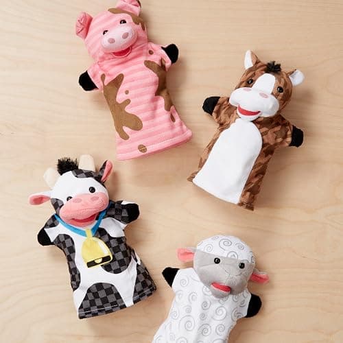 Melissa & Doug Farm Friends Hand Puppets (Set of 4) - Cow, Horse, Sheep, and Pig thumbnail 9