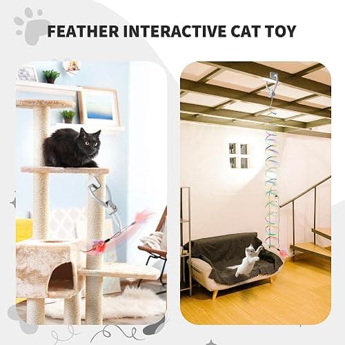 Interactive Cat Toys for Indoor Cats,Automatic Hanging Electric Cat Teaser Door Frame & Doorway,Flying Bird Feather Mouse Wand Enrichment Chase Toy,Safe Self Play for Bored Multi Cats Households thumbnail 7