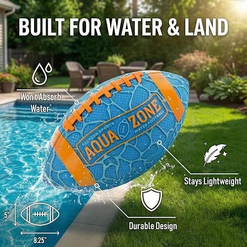 Water Football for Pool & Beach - Best Pool Toys for Kids All Ages - Easy Grip & Soft to Catch Footballs - Fun Outdoor Games Sports Toy - Easter Gifts for Boys 5 6 7 8 9 10 11 12 + Year Old Boy & Girl thumbnail 6