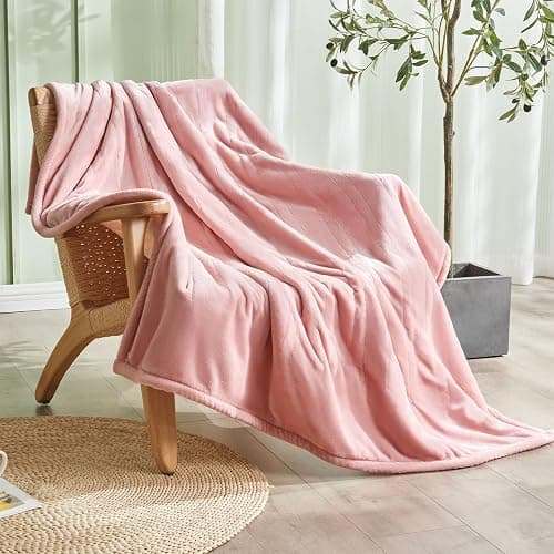 PTQ Electric Heated Blanket,Flannel & Sherpa Heated Throw Blanket 50"x60",Fast Heating Soft Fleece Blanket with 6 Heating Levels & 4H Auto Off-Pink thumbnail 8