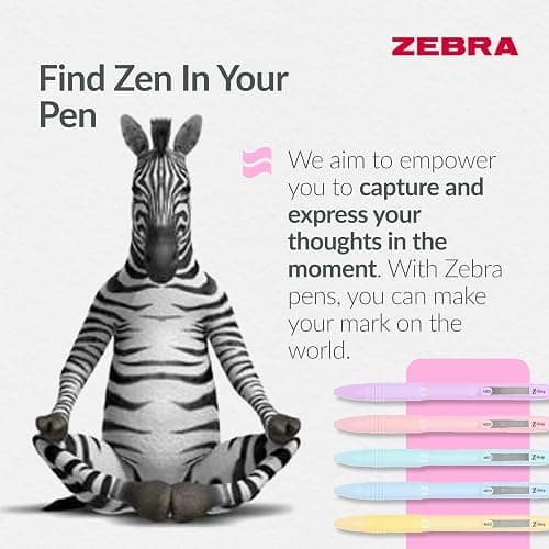 Zebra Pen Z-GRIP Smooth Ballpoint Pens Black Ink 5pk - Pastel Barrel 1mm Medium Point Retractable Ink Pens with Clip - Smooth Writing Pens with Low Viscosity Ink, Comfort Grip - 5 Pens Multipack thumbnail 7