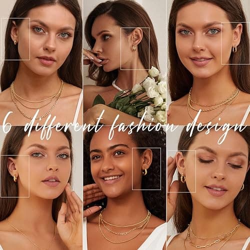 Hoop Earrings Set for Women, 6 Pairs 14K Gold Plated Lightweight Hypoallergenic Chunky Open Twisted Hoops Earrings Pack Jewelry thumbnail 3