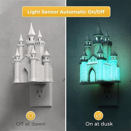 L LOHAS LED 3D Castle Night Lights Plug into Wall, Colored LED Night Light for Kids, Built-in Dusk to Dawn Sensor, Dimmable Night Light for Kids Room Bedroom Bathroom Hallway thumbnail 2