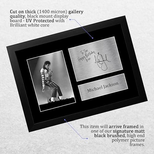 HWC Trading Michael Jackson Personalised Gift - Signed Autograph Picture, Framed A4 Music Memorabilia with Custom Name Message for Birthday Christmas Wedding thumbnail 3