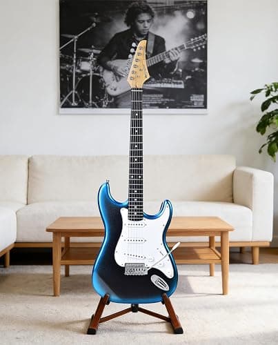 Leo Jaymz Beginner Electric Guitar Complete Kit with Portable Amp, Padded Gig Bag & Full Accessories, Maple Neck SSS Pickups (Blue-Black Fade) thumbnail 6