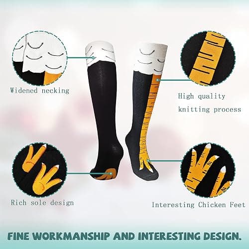 Chicken Leg Socks for Women Men Funny Novelty Crazy Sock White Elephant Gifts for Adults Gag Gift Chicken Feet Socks thumbnail 2