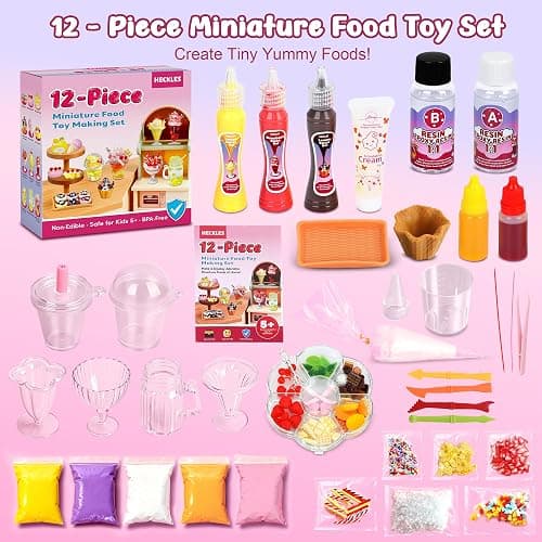 12-Piece Miniature Food Toy Making Set - DIY Tiny Play Food for Kids 5+ | Non-Edible, Pretend Kitchen Play for Little Chefs | Birthday Gifts and Party Favors to Spark Creativity and Imagination thumbnail 3