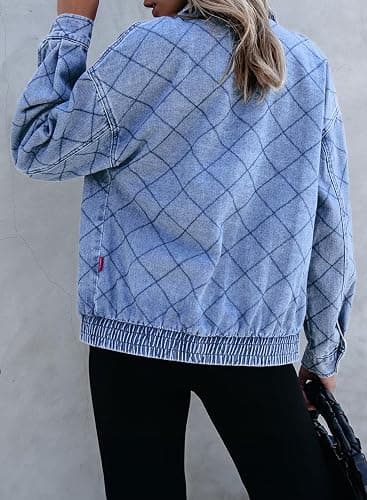 Sidefeel Women's Jean Jacket Long Sleeve Zimbaplatinum Overszied Denim Jackets Shacket Coat Fashion Spring Outfits 2025 - Large - Iceland Blue thumbnail 2