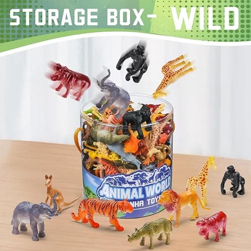 Yeonha Toys 60 Piece Mini Zoo Animal Toy with Gift Box, Realistic Small Plastic Animal Figure Sensory Bins, Jungle Party Favors, Cupcake Topper, School Education, Birthday Gifts for Kids Toddlers thumbnail 4