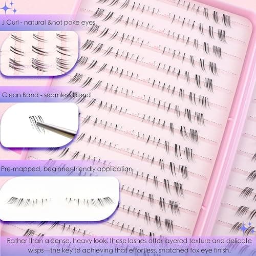 TEESTOU Fox Eye Bottom Lash Clusters Natural Look DIY Lash Extension for Under Eye Line Clear Band Pre-Mapped C Curl Lower Individual Eyelash Extension 4-8mm Soft Reusable Easy Apply 384pcs thumbnail 5