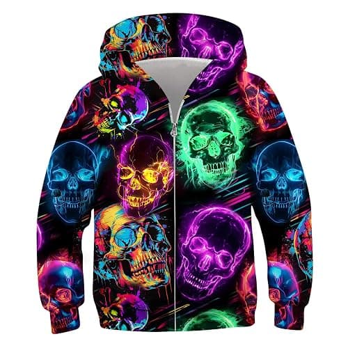 TUONROAD 6-14T Boys Girls Zip Up Hoodies Sweatshirts 3D Printed Cool Pullover with Pockets - Image 1