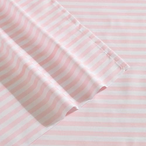 Eddie Bauer Kids - Twin XL Sheets, Stain-Resistant Toddler Bedding with Matching Sham(s), Super Soft, Ideal Girl Room Essentials (Little Stripe Pink, Twin XL) thumbnail 5