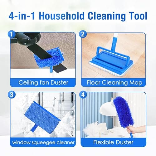 Ceiling Fan Cleaner Duster with 72" Extension Pole & 4 Reusable Pads, High Ceiling Fan Blade Cleaning Tool, Flexible Microfiber Duster for Baseboard,Blinds,Cobwebs,Floor, -Lightweight & Washable thumbnail 6