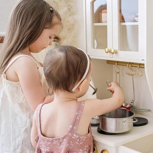 Tiny Land Play Kitchen for Kids with Enhanced Storage – Modern Toddler Kitchen Playset with Stove, Sink & Accessories, Organized Wooden Toy Kitchen, Ideal for Toddlers thumbnail 13