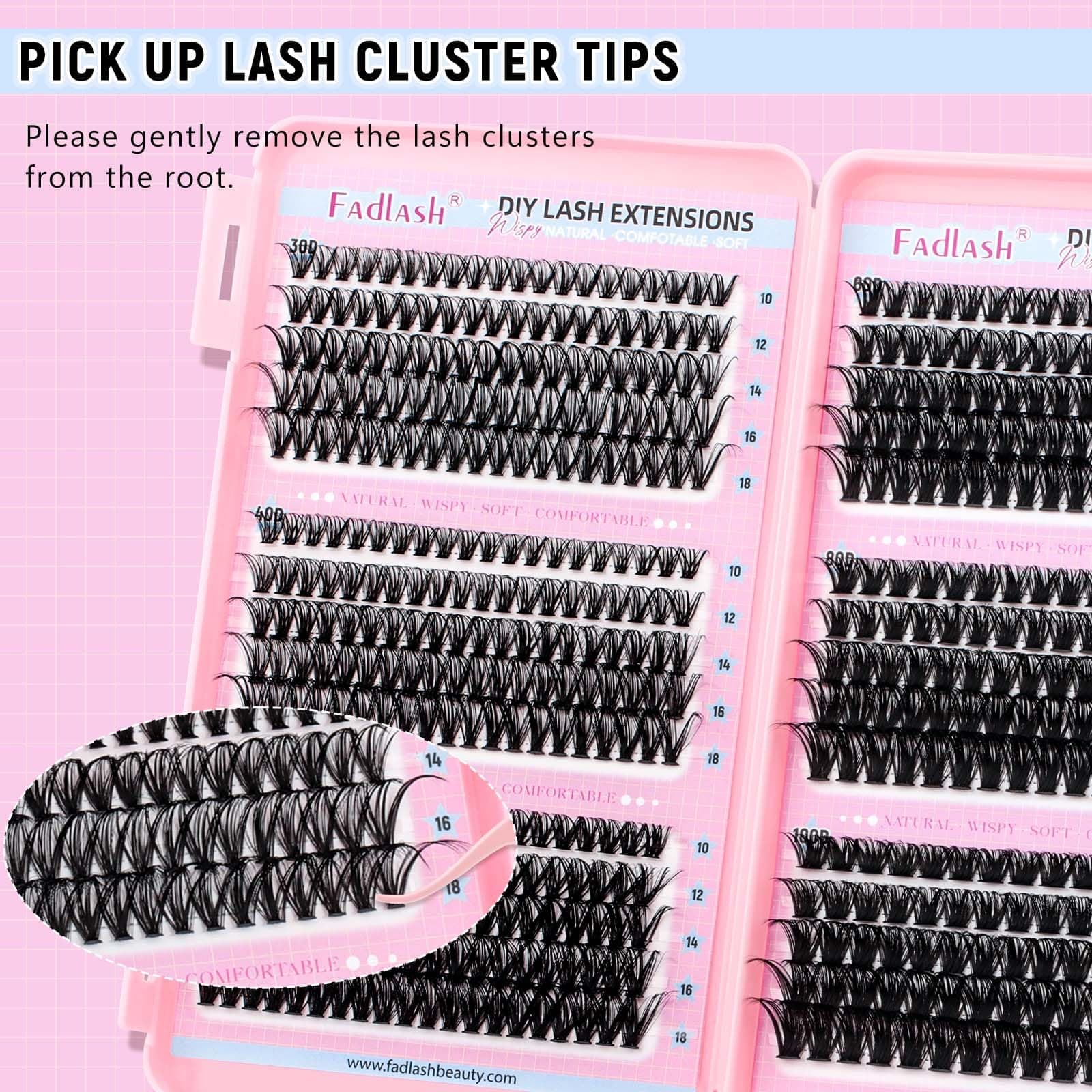 Eyelash Clusters 30D+40D+50D+60D+80D+100D Individual Lash Extensions D Curl Wispy EyeLash Clusters 10-18mm Natural Fluffy Cluster Lash DIY Eyelashes Extension for Beginners thumbnail 5
