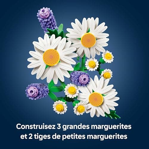LEGO Botanicals Marguerites - Bouquet de Fleurs Artificielles - Marguerites & Lavande - Décoration Chambre d'enfant DIY - Cadeau d'anniversaire pour Fille 9 Ans ou Adulte Passionné.e de Plantes 11508 thumbnail 4
