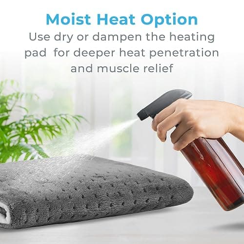 Pure Enrichment PureRelief Ultra-Wide Microplush Heating Pad - 20” x 24” XXL Size & 6 Heat Settings for Temporary Neck, Shoulder & Back Pain Relief - Moist Heat Option & Machine Washable (Gray) thumbnail 5