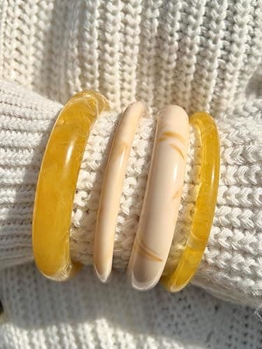 ÌF ME Acrylic Bangles Bracelets for Women, Irregular Acrylic Resin Chunky Bracelets Geometric Fashions Thick Statement bangle Set thumbnail 6