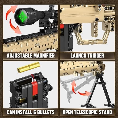 YWFSFZ Building Blocks Gun Model Toys for Adults, 1388 Pcs 1:1 M24 Building Set Guns Model Toys for Adults Boys Teens Age 12+, Collectible Building Blocks Gift for Military Enthusiasts thumbnail 3