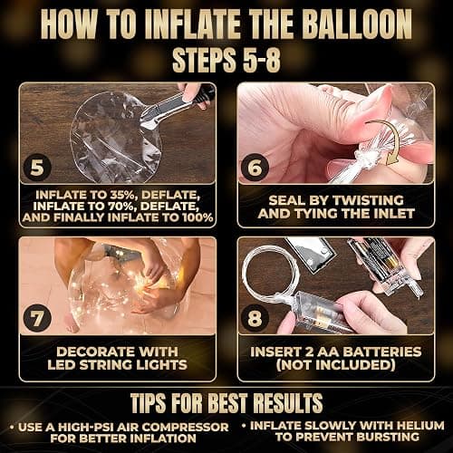 Light Up Balloons 10 Pack, 18 Inch Clear Balloons with LED Lights | Reusable Glow Decor with a String Light and Switch Inside Every Piece - Bright Accents for Weddings, Birthdays, Party Nights thumbnail 5