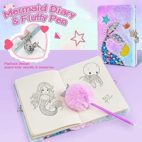 Cherry Tale Mermaid Toys Gifts for Girls 4-6 7 8 9 10 Years Old, Girls Birthday Gifts Set with Light Up Star Pillow Diary Plush DIY Water Bottle Kits, for Daughter Niece Christmas thumbnail 6