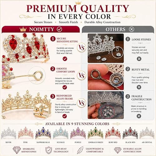 Crystal Crown and Tiara For Women - Rhinestone Headband For Princess Girls,Bridal Hair Accessories For Weddings Birthday thumbnail 2