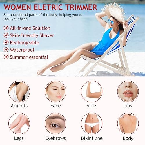 Depilatore Bikini per Donne - Rasoio Elettrico a Doppia Testa 2 in 1 - Rimozione Sicura dei Peli su Corpo, Viso, Mento, Parte Pubica, Ascelle e Gambe, Ricaricabile USB（Non impermeabile） thumbnail 4
