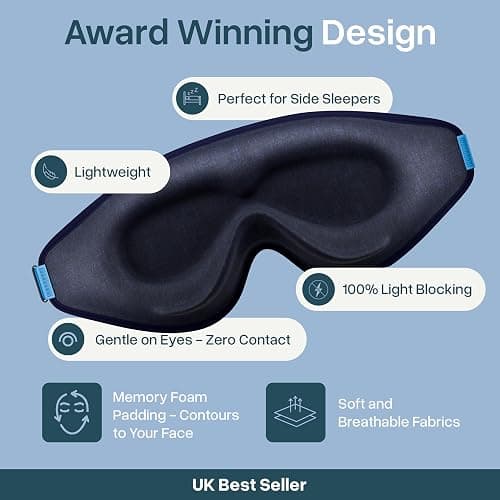 MyHalos® Sleep Mask – 3D Blackout Eye Mask for Women & Men, Side Sleepers, Zero Pressure Memory Foam Eyelash Friendly, Breathable,Award-Winning Sleep Aid for Travel (Navy Blue, 1 Count (Pack of 1)) thumbnail 3