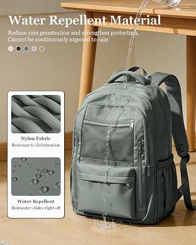 WEPOET Cute High School Backpack for Women Men, Large Capacity Middle School Bag, Lightweight Bookbag for Teens Boys Girls, Waterproof College Backpack with lots of Pockets, Green thumbnail 8