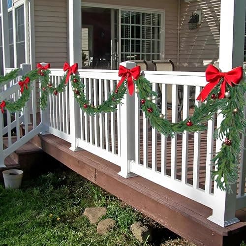 Hananona 9 Ft 2 Pcs Artificial Norfolk Pine Garlands, Realistic Pine Garland, Green Artificial Greenery Garland for Table, Mantle, Wall, Indoor, Outdoor Winter Christmas Decorations (2, 9 FT) thumbnail 6