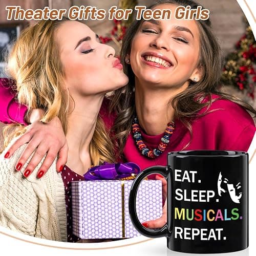 YHRJWN Theater Gifts, Broadway Gifts, Christmas Birthday Theater Day Gift for Theater Lovers, Teen Girls, Theatre Kids, Music Teacher, Actors, 11 Oz Black thumbnail 5