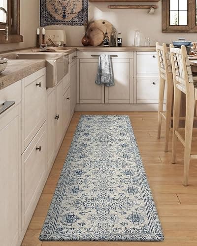 DEXI Kitchen Mats for Floor Cushioned, 23x59 Extra Large Wide Runner Rug Non Slip, Waterproof Soft Comfort Standing Padded Anti Fatigue Decorative, Blue White - 59"L x 23"W x 0.4"Th - Blue / White thumbnail 8