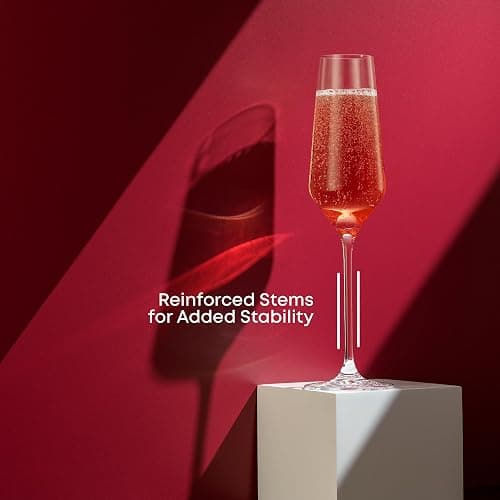 JoyJolt Champagne Glasses Layla Collection, Set of 4 – 6.7 oz Elegant Crystal Stemmed Champagne Flutes for Prosecco, Sparkling Wine, Mimosas, Cocktails, Weddings, Anniversaries, Parties thumbnail 6