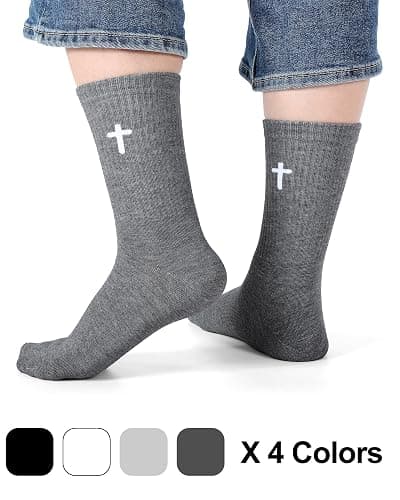 Shihanee 24 Pairs Cross Socks for Men Knit Religious Christian Crew Socks for Daily Pastor Clergy Gifts Christian Gifts thumbnail 2