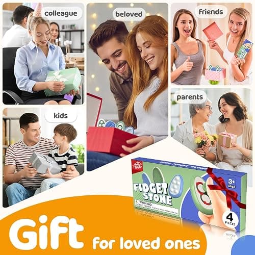 Fidget Toys Adults Stress Relief: 4 Pack Fidget Stone - Sensory Calming Desk Toys for Teens Kids with ADHD Autism - Office Tension Relief Focus Tool thumbnail 7