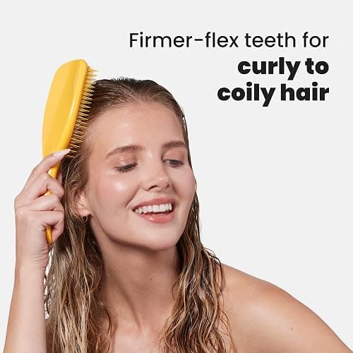 Tangle Teezer Large Naturally Curly Ultimate Detangler Hairbrush for 3C-4C Curly Coily Hair - Two-Tiered Teeth Define Curls & Reduce Frizz - Daffodil Yellow thumbnail 6