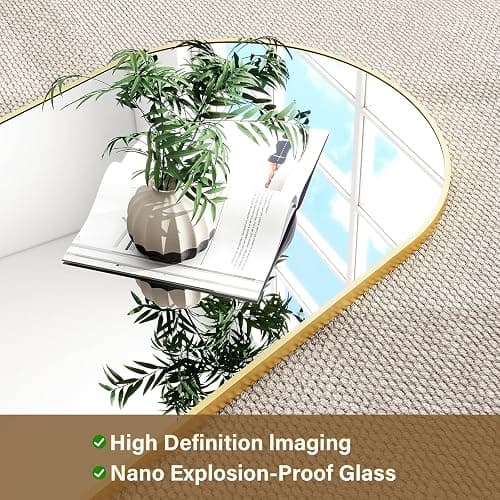 HARRITPURE 64"x21" Arched Full Length Mirror Floor Mirrors with Aluminum Alloy Frame Free-Standing Wall Mounted or Leaning Large Bedroom Dressing Mirror Modern & Contemporary Decor for Home,Gold thumbnail 4