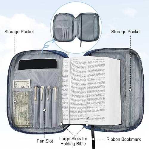 Bible Cover Case for Women, Quilted Bible Cover Bag with Handle for Girls, Bible Carrying Case Study Supplies Accessories for Women thumbnail 4