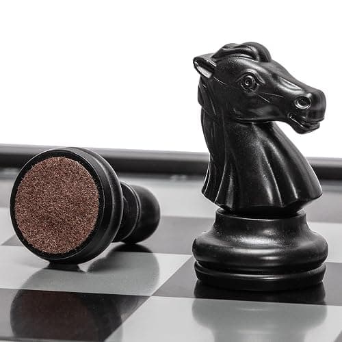 Yellow Mountain Imports Magnetic Portable Medium Chess Board Game Set (24.8 centímeters) - Travel Chess Set with Folding Board and Felt-Bottom Chessmen thumbnail 5