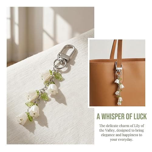 Miokkley Lily of the Valley Keychain Gifts for Women, Cute Flowers Bag Charms for Handbags Purse Car Key Accessories thumbnail 3