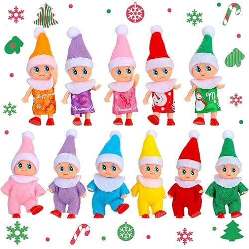 Sumind 11 Pieces Christmas Tiny Doll Plush Toys Baby Plush Dolls Novelty Toys Accessories for Little Girls Boys Holiday Christmas Easter New Year Decorations(Adorable Style) - Image 1