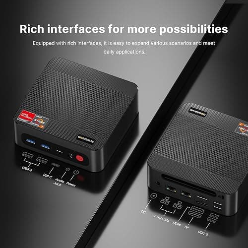 BOSGAME P4 Light Gaming Mini PC, Ryzen 7 5825U, 32GB RAM 1TB SSD, 11 Pro Triple 4K 60HZ Displays Desktop Computers, Support PS3 Emulator Micro PC, HDMI+DP+Type-C, WiFi 6E, BT5.2, Dual 2.5GbE LAN thumbnail 5