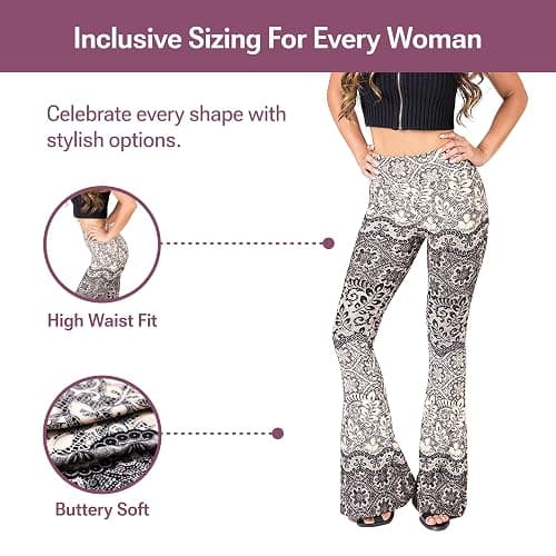 SATINA High Waisted Flare Leggings for Women - Yoga Pants for Women - Buttery Soft Bell Bottom Palazzo - Versatile Sizing thumbnail 8