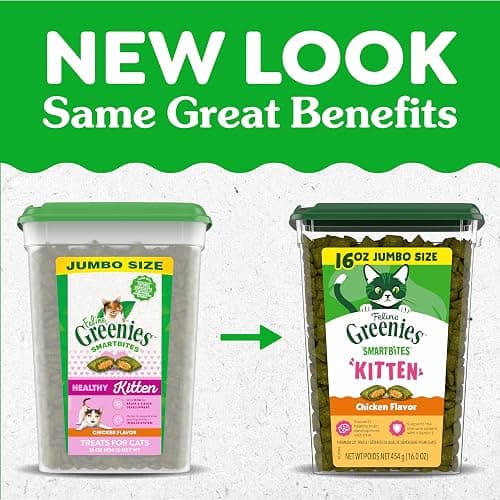 Greenies Feline Smartbites Healthy Kitten Treats for Indoor Kittens, Crunchy and Soft Natural Cat Treats, Chicken Flavor, 16 oz. Tub thumbnail 10