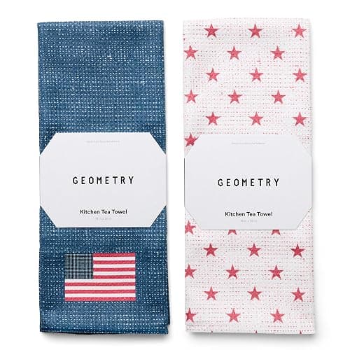 GEOMETRY Tea Towels – Patriotic Collection – Quick-Dry, Ultra-Absorbent, Reusable Microfiber Kitchen Towels for Drying & Cleaning - Old Glory - 2 Pack - Image 1